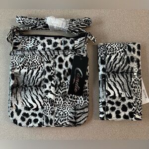 Vegan Patent Leather Animal Print Crossbody Purse & Wallet set - NWT